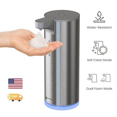 #ad Touchless Foaming Soap Dispenser Stainless Steel 280 ml USB C Rechargeable IPX5 $32.99