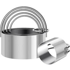 Biscuit Cutter Set Round Cookie Cutters with Handle 5 Pieces Stainless Steel New