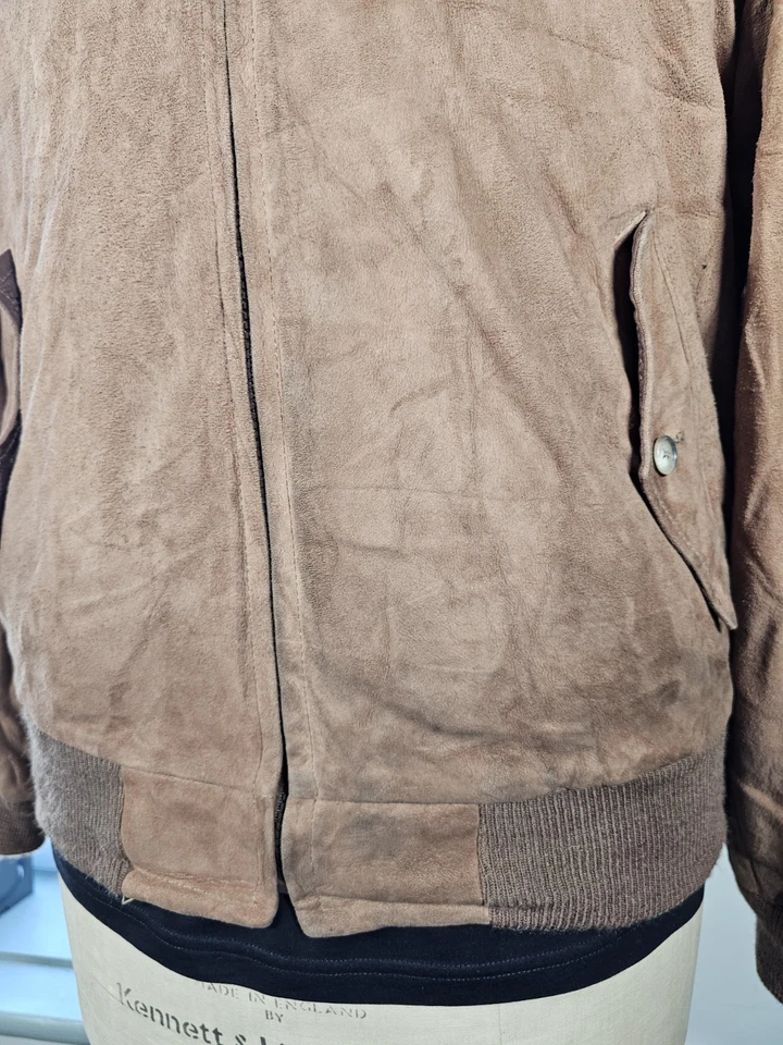 Brooks Brothers Leather Jacket Men's Medium/ UK 40 Bomber Brown Suede WELL WORN - Image 4 of 4