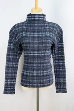 ISSEY MIYAKE Blue Pleats High Neck Long Sleeve Top 066 9734