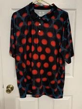 Mens Obnoxious Golf Performance Golf Polo Polka Dots Sz XL