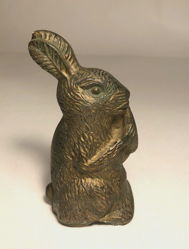 Vintage 1946 Glass Rabbit Eating Carrot Figurine (4 1/2" Tall) 