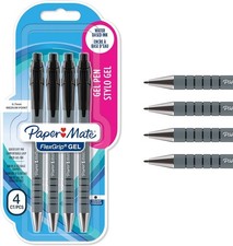 Paper Mate FlexGrip Gel Pens | Medium Point (0.7 mm) | Black Ink | 4 Count