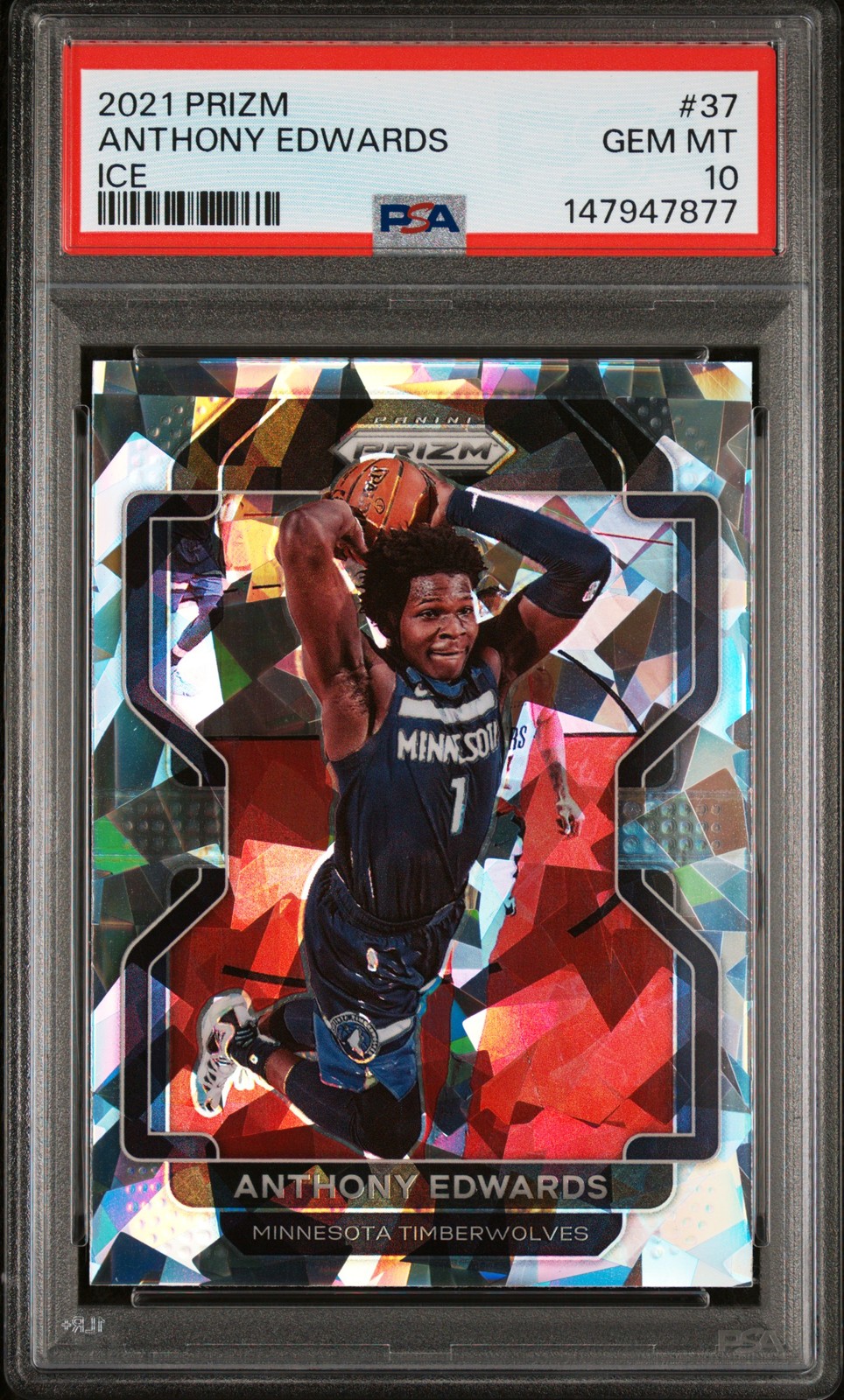 2021 PANINI PRIZM ICE #37 ANTHONY EDWARDS PSA 10