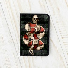 DIY Bead embroidery kit on faux leather Passport Cover unique gift