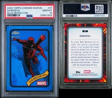 2025 Topps Chrome Marvel Daredevil #97 Blue Refractor /299 - PSA 10, Pop 1