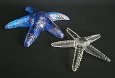 Hand Blown Glass Starfish Nautical Beach House Decor Set Of 2 