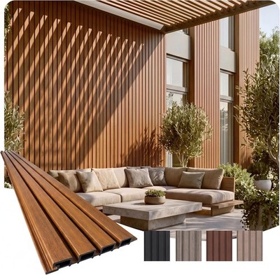 WPC Exterior Wall Slat Panels Waterproof Outdoor Composite Siding Cladding 94.5