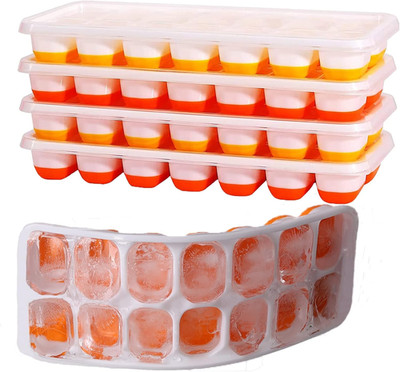 Ice Cube Trays with Lid BPA Free, 4 Pack 56 Ice Easy Release Flexible Silicone I