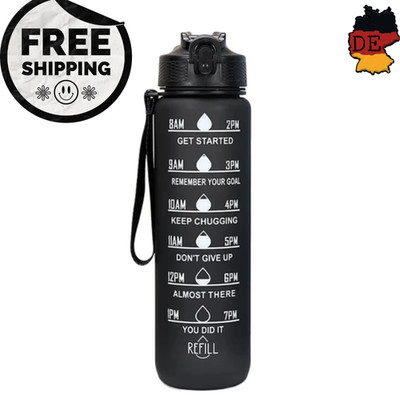 1000 ml plastic water bottle with color gradient and straw, leak-proof sports wa