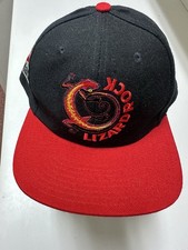 Vintage Marlboro Adventure Team Lizard Rock Leather Strapback Hat Red Black Euc
