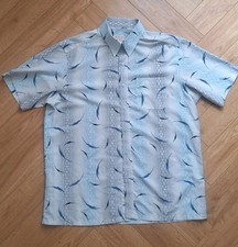 Vintage 80s Silk Feel Shirt Retro Pattern Uk Large Baggy Short Sleeve 