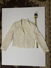 VTG Finity Cropped Blazer Jacket Cream Off White Long Sleeve FLAWED / AS IS