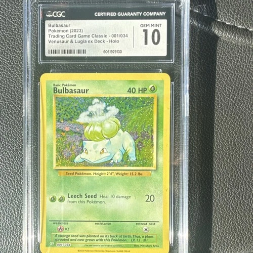 Pokémon TCG Bulbasaur 001/034 Trading Card Game Classic Holo CGC 10 2023