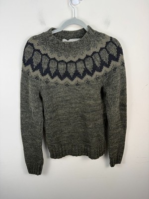 Farmers Market Iceland Wool Sweater Undyed Hraun Eco Nordic Small Elbow Patches