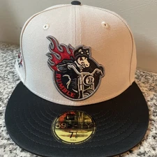 NEW ERA BINGHAMTON RUMBLE PONIES 30TH SEASONS SATIN BRIM TWO TONE 59FIFTY-7 1/8!