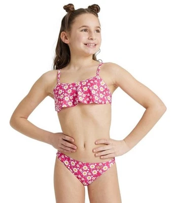 Arena Mädchen BAdeanzug Schwimmanzug G Printed Frill, Rosa/Weiß, 140cm UK/USA26 - Bild 1 von 4