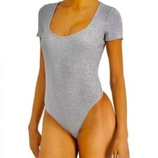 Jenni Intimates Women's XXXL Grey Square Neck Ribbed Bodysuit NWT
