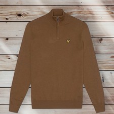 Lyle & Scott Cotton Merino 1/4 Zip Jumper Sweater Knit Wild Nettle 4XL �190