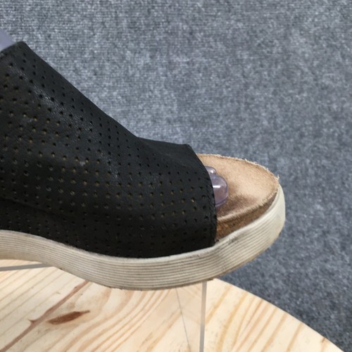 Fly London Sandals Womens 38 Slide Black Slip On Casual Open Toe Wedge Heels - Picture 3 of 21