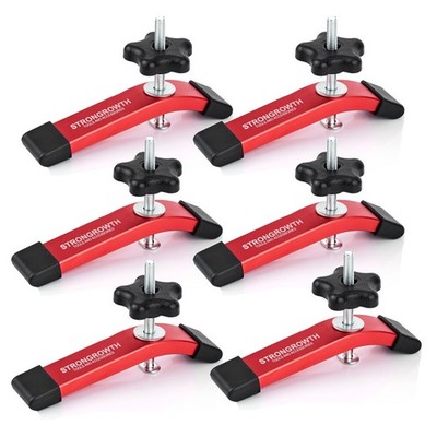 STRONGROWTH 6pc T-Track Clamp Set 6-3/8'' Red Aluminum Hold Down 5/16-18