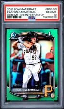 2025 Bowman Draft Chrome Easton Carmichael True Green Refractor/99🔥PSA 10🔥