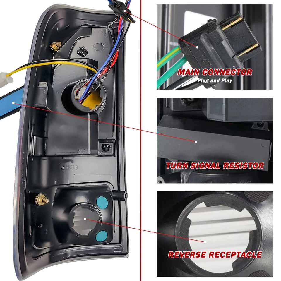 Tail Lights for 1997-2003 Ford F150 99-07 F250 F350 Black LED Tube Brake Lamps Foto 4 de 4