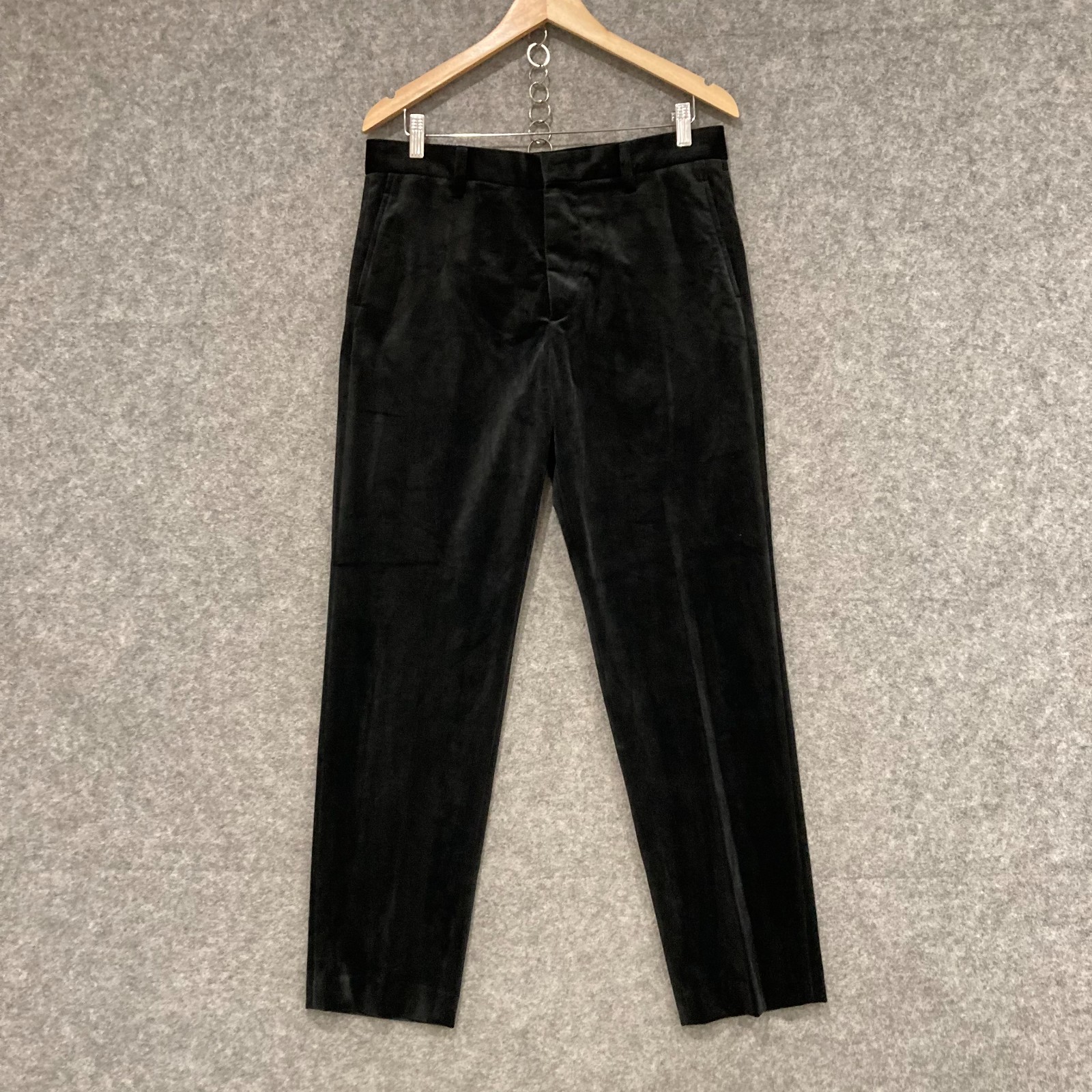 H&M Pants Mens Size 33 Black Velour Straight Regular Pockets 15527