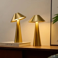 Bojim 2 Pack Rechargeable Cordless Table Lamp, Gold LED Battery Operated Wire...