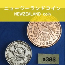 a383 New Zealand 1 Penny 1960 & 1 Shilling 1959 Coin