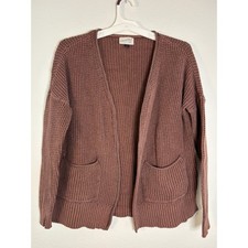 Universal Thread Mauve Brown Waffle Knit Open Front Cardigan Sweater Womens S