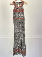 THML Jameson Embroidered Maxi Dress Sz Medium Black White Sleeveless Bohemian