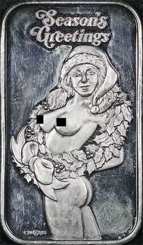 Vintage Crown Mint Holiday Beauties Season's Greetings 1 oz .999 Fine Silver Bar