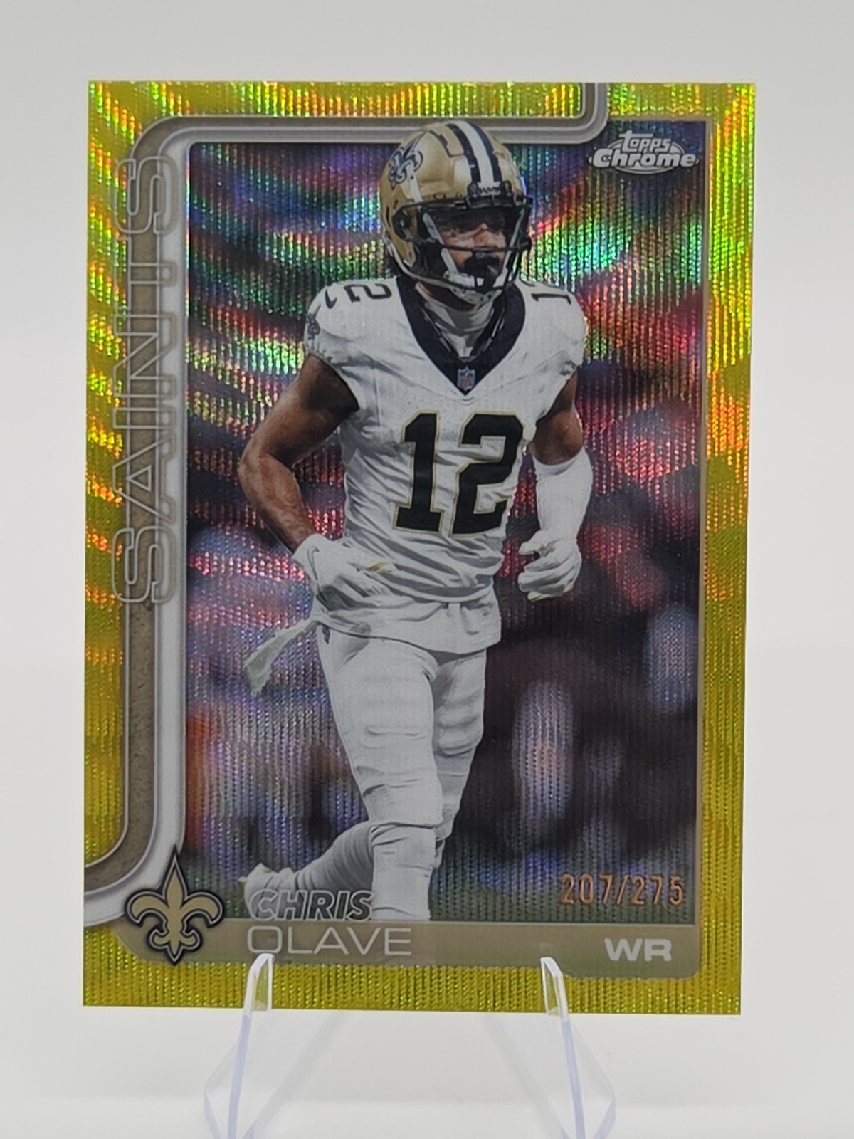 2025 CHRIS OLAVE TOPPS CHROME YELLOW PRIZM REFRACTOR  /275 SAINTS MINT HOT 