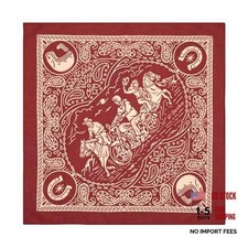 22"x22" Western Cowboy Motorcycle Print Cotton Bandana Head Scar Burgundy