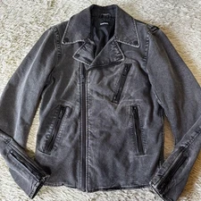 DIESEL Denim Double Rider Jacket Gray Stylish size M Authentic Used From Japan