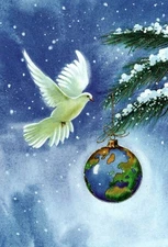 Merry Christmas Peace White Dove Joy Earth Whole World Greeting Cards - Set of 8