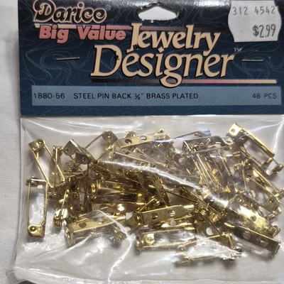 Darice Pin Back Steel Brass Plated Gold 3/4'' Jewelry Designer 48pcs 1880-56