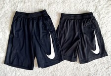 Nike Kids Boys  6-7  Athletic Big Logo Shorts Black Dri-fit Lot of 2