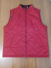 Barbour Finn Gilet Vest Mens Large Red Quilted Full Zip w Pockets MGI0055