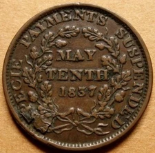 Hard Times Token HT-65 Low 40 VF+ *** Retained Planchet Lamination Error ***