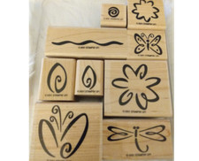 Stampin' Up Fresh Flowers Wooden Stamp Set 9 Piece EUC 102751 Crafts Cards