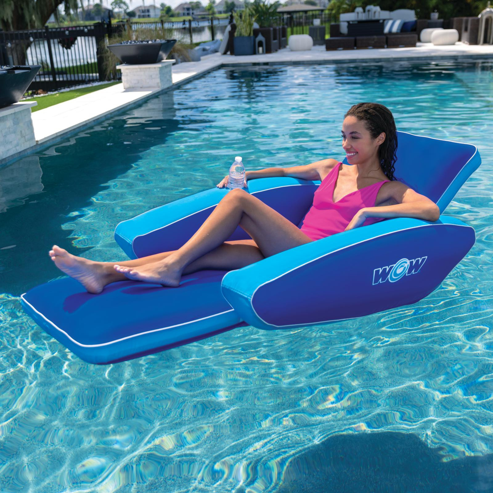 WOW Sports Modern Lounger Pool Float , 5 Ft Long with Cup Ho