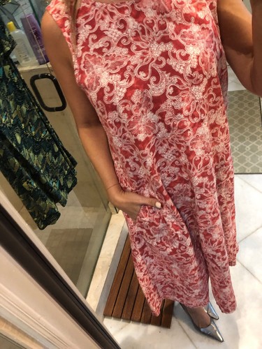 J.JILL Linen Red White Paisley 