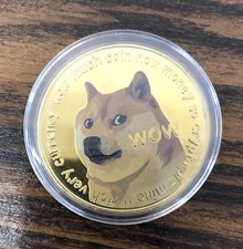 NEW  2  WOW Commemorative Dogecoin Coin Collectors Gold Plated Doge Coin Crypto
