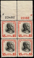 US #834 $5 Calvin Coolidge PB4 #23482-22168 MNH VF 