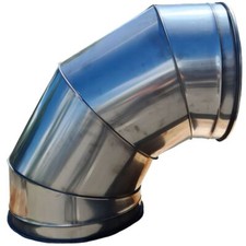 Curva 15° - 90° acciaio inox con guarnizione per tubo avvolgibile Ø80mm - 315mm