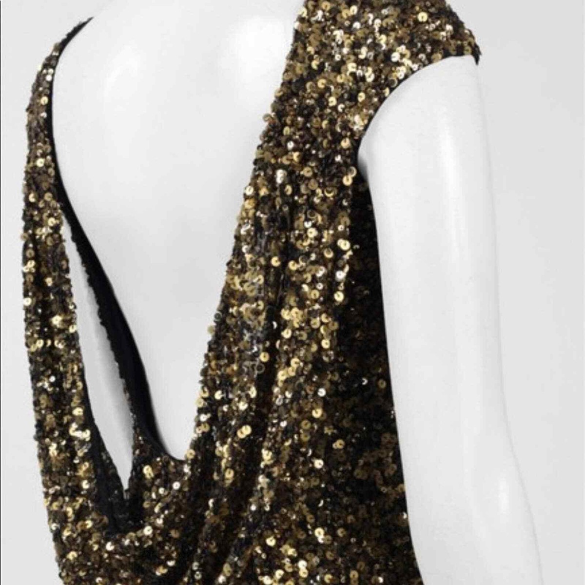 Theia gold sequin sleeveless cowl back dress | eBay Theia gold sequin sleeveless cowl back dress | eBay