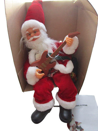 Animated Santa Playing Guitar Plays Music Jingle Bell Rock NEW - Picture 3 of 4