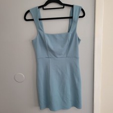 Show Me Your Mumu Square Neck Eden Midi Dress Steel Blue Stretch Sz Small *Read*